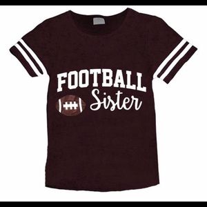 Football Sister Shirt Girls Brown Stripe